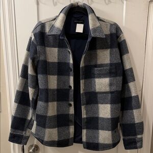 Banana Republic Navy & Gray Plaid Shacket Jacket